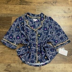 NWT Refinery 29 Loose Button down Top Blouse Large lounge top pajama top
